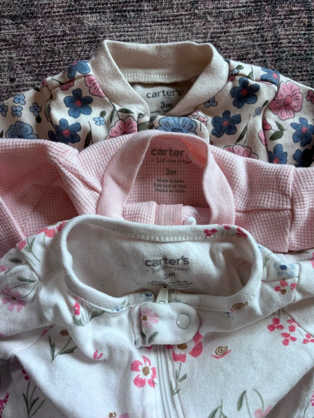 Carter's Floral Zip Footed Pajamas Bundle